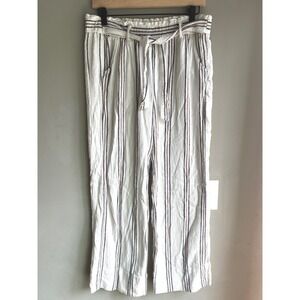 Jolt Striped Shorts Womens L Large Casual Summer Boho Beige Brown Blue Linen